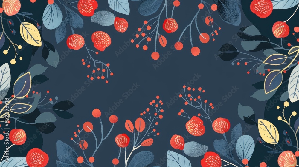 Floral motif seamless design with ellipses branches and flowers Hand drawn with blank space Floral motif seamless design with ellipses branches and flowers Hand drawn with blank space