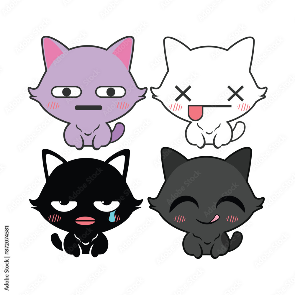 Fototapeta premium Vector set of cute kitty cats. Isolated on white background