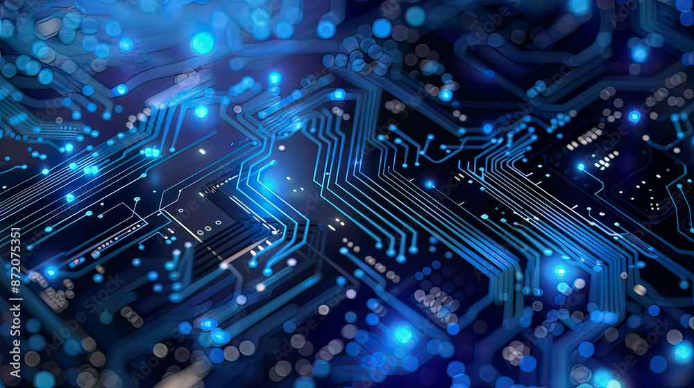 Quantum computer technologies concepts and large data processing illustrated on modern technology circuit board texture background design with futuristic blue circuit board background Quantum computer technologies concepts and large data processing illustrated on modern technology circuit board texture background design with futuristic blue circuit board background