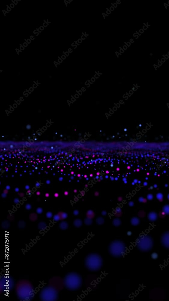 Abstract Vertical blue wave form animated loop with blue light digital effect on black background. Network communication wave signal technology futuristic concept. Abstract Vertical blue wave form animated loop with blue light digital effect on black background. Network communication wave signal technology futuristic concept.