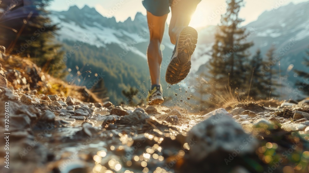 Hiking in the mountains legs with sports Hiking in the mountains legs with sports