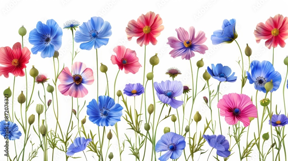 Obraz premium seamless floral pattern made by cartoon wildflowers