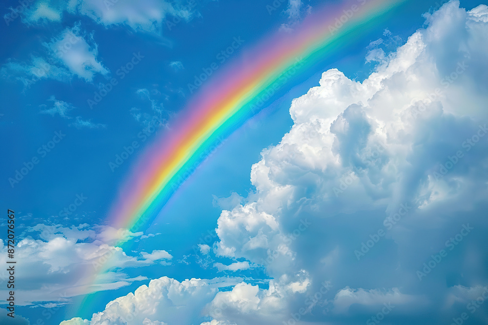 Generative ai on theme of beautiful tranquil landscape with magical bright rainbow at cloudy sky Generative ai on theme of beautiful tranquil landscape with magical bright rainbow at cloudy sky