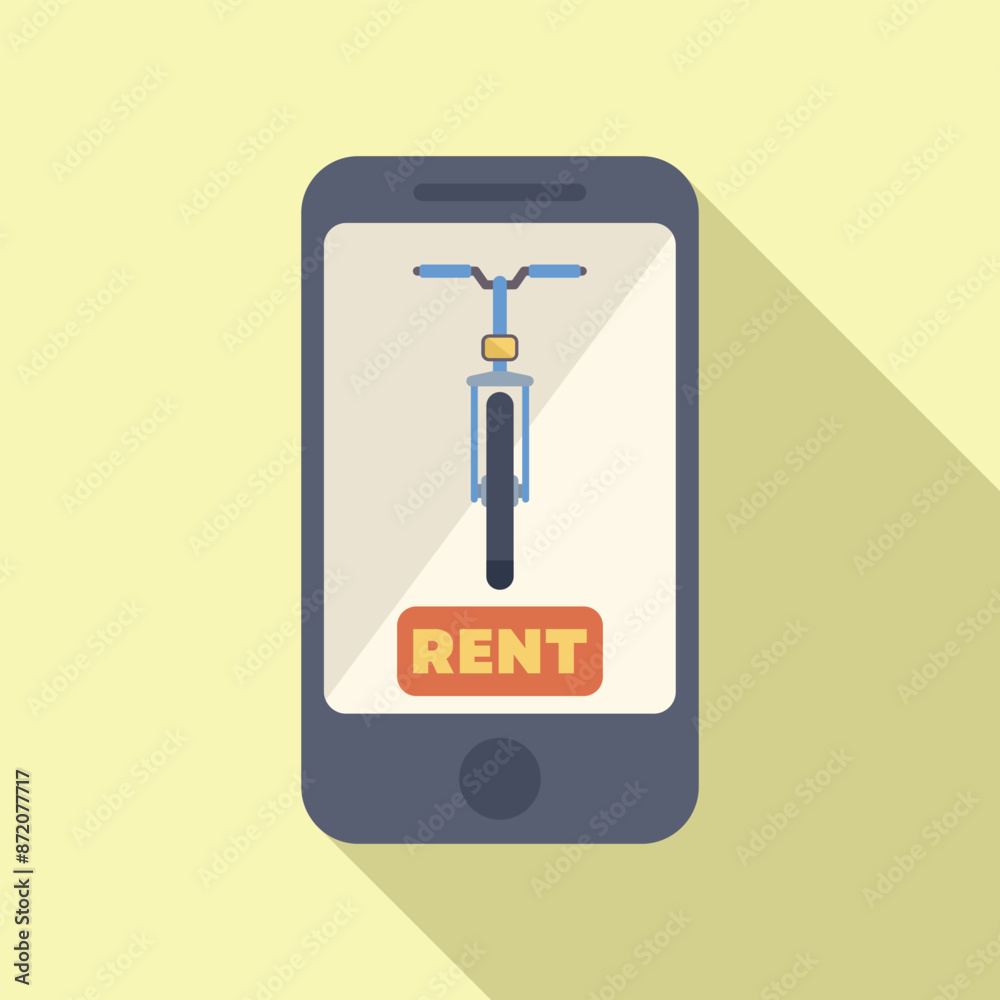 Smartphone is displaying a bicycle for rent, promoting sustainable urban transportation Smartphone is displaying a bicycle for rent, promoting sustainable urban transportation