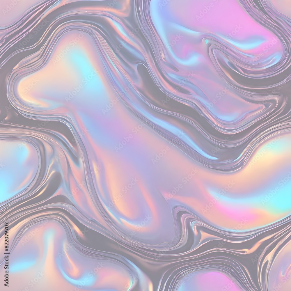 Obraz premium Holographic Abstract liquid background. Holo pastel poster. Pink-Blue art
