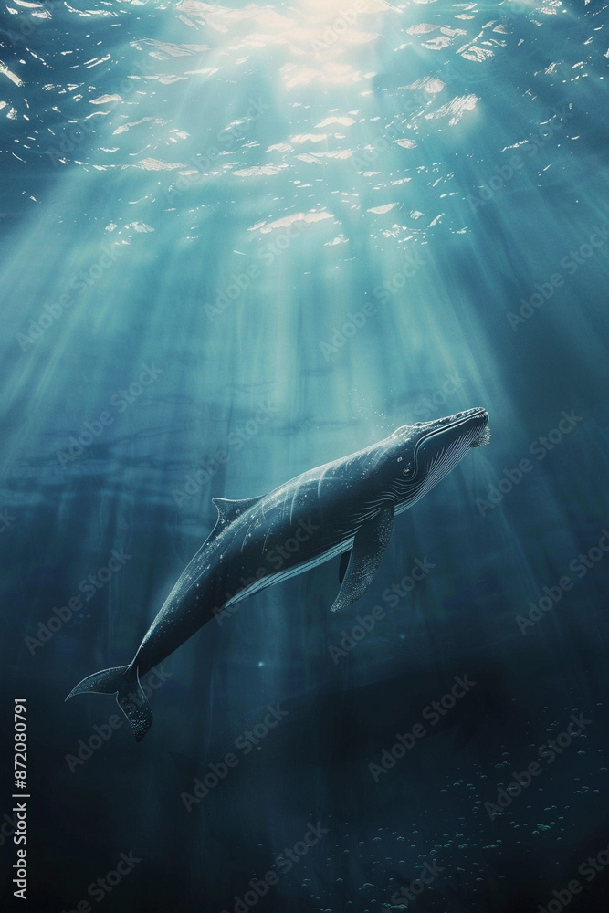 Fototapeta premium Wal tief unter Wasser