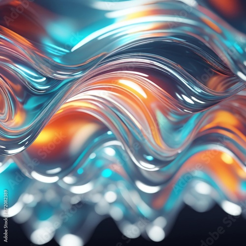 Abstract colorful silver liquid background. Swirl neon gradient. Dynamic curve fluid texture. Futuristic holographic digital concept. For wallpaper, backdrop, cover.	 photo