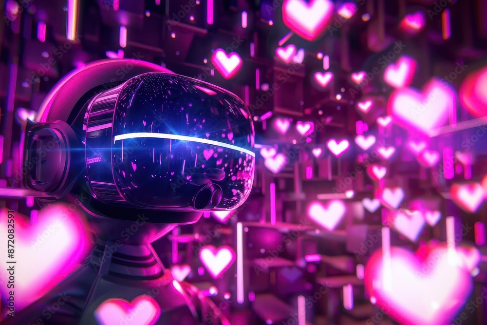 3d emoji experiencing virtual reality surrounded by holographic hearts neon color scheme digital art style concept of love in the metaverse 3d emoji experiencing virtual reality surrounded by holographic hearts neon color scheme digital art style concept of love in the metaverse