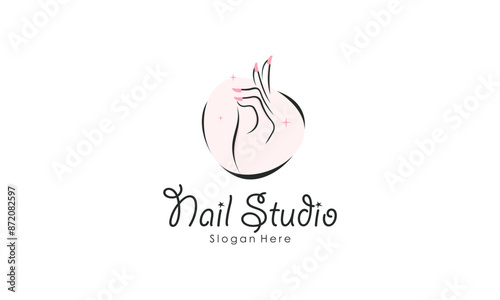 Creative Nail Beauty Logo Design. Salon, Makeup, Fashion, Beauty, and Care Logo Concept
