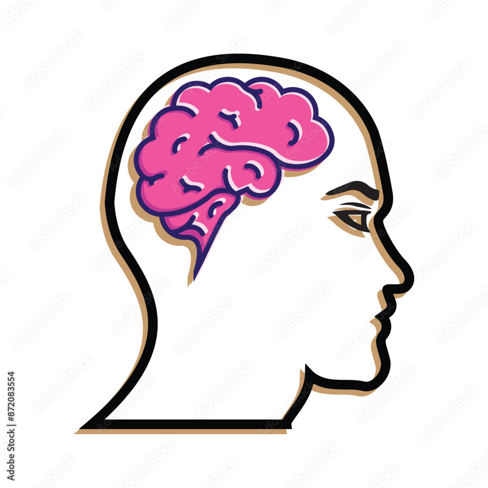 Human brain icon. outline & modern design style. for your logo. For education, technology, thinking. design vector template. Editable stroke.