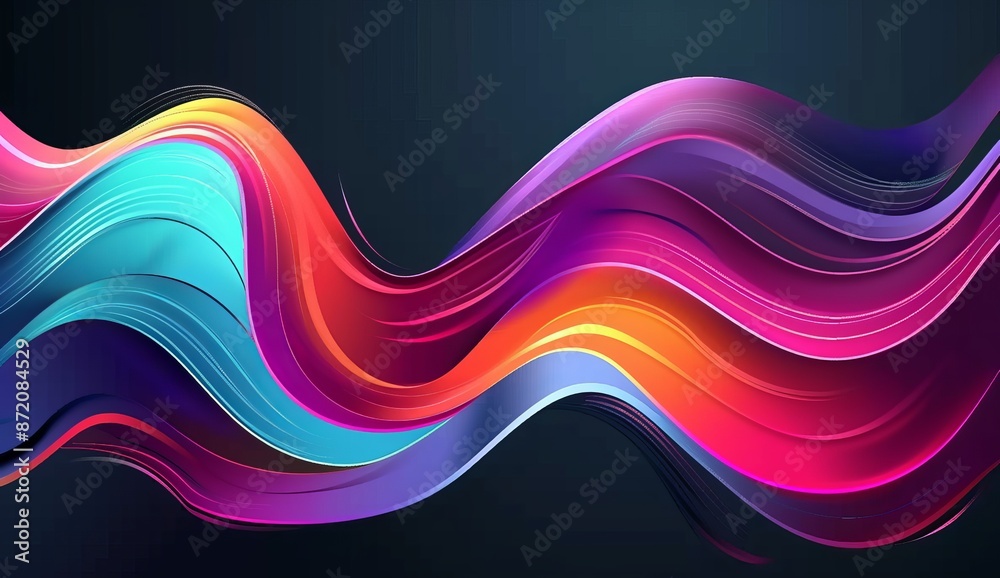 Abstract colorful wave on dark background Abstract colorful wave on dark background