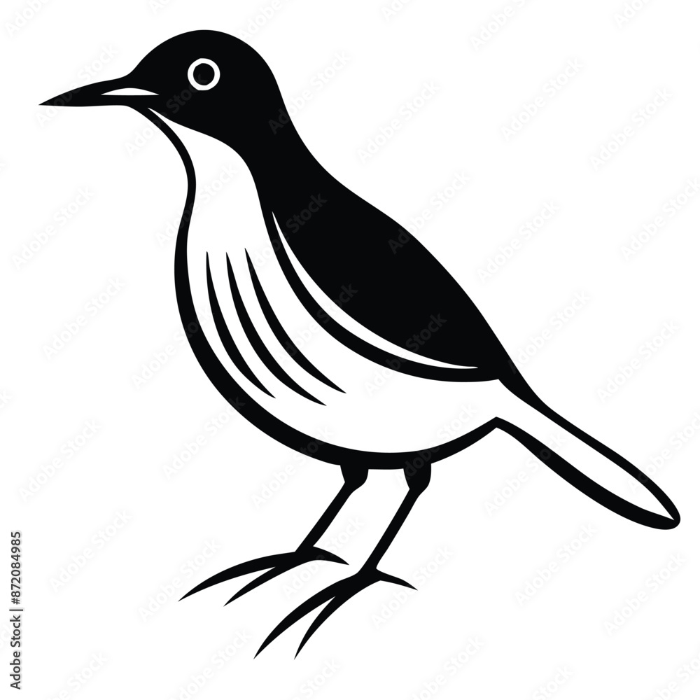 Fototapeta premium Bird one line art, vector Illustration in Black and White 