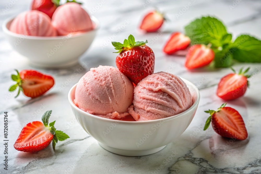 Strawberry fresh ice cream on white background Strawberry fresh ice cream on white background
