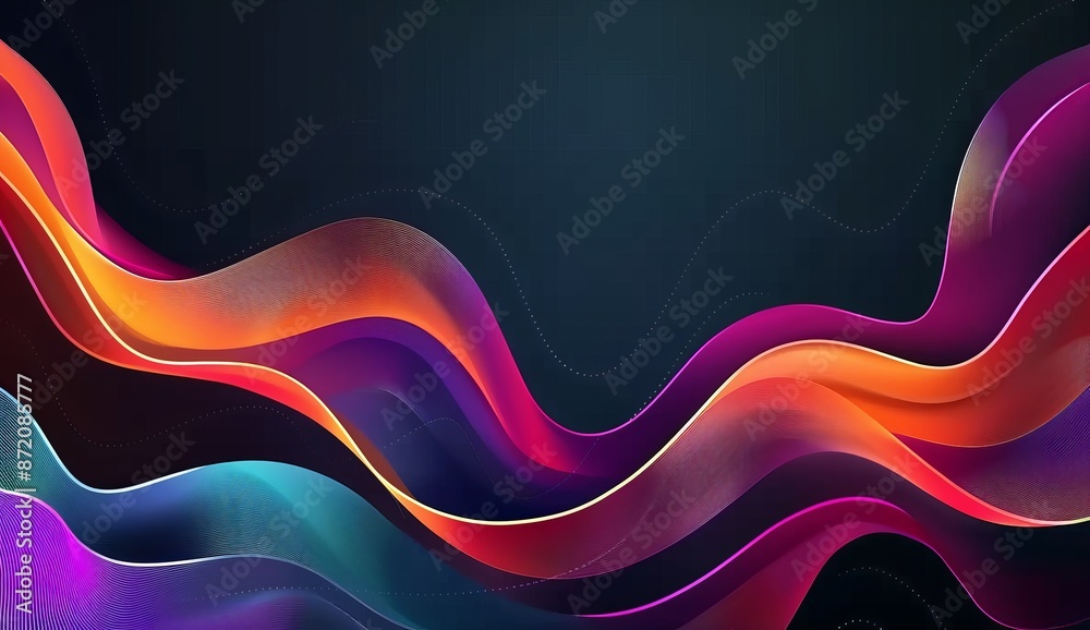 Abstract colorful wave on dark background