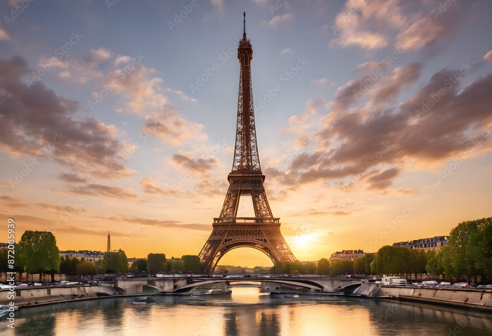 Naklejka premium A view of the Eifel Tower in Paris in France