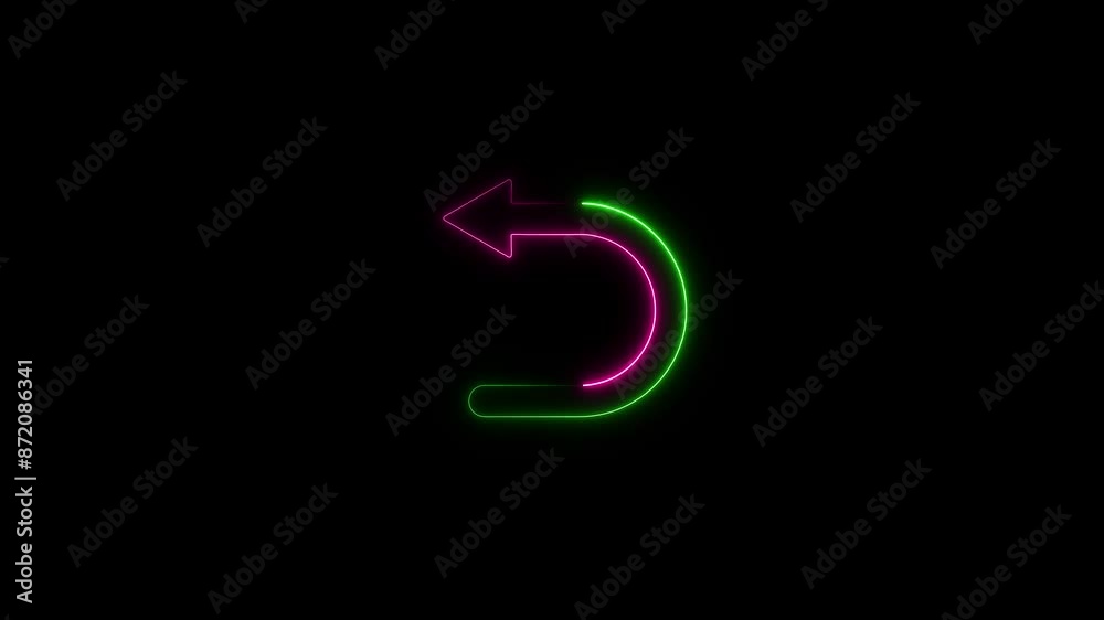 Neon arrow go back icon animation. Neon arrow go back icon animation.
