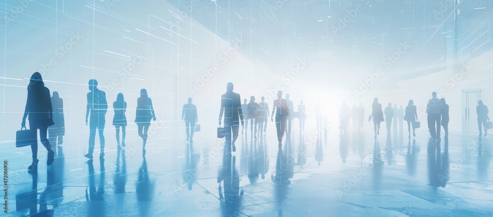 digital silhouettes of people backdrop, business team of people digital silhouettes of people backdrop, business team of people
