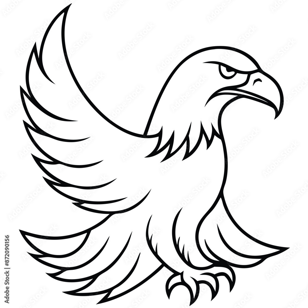 Fototapeta premium Eagle stock vector one line art, solid white background.