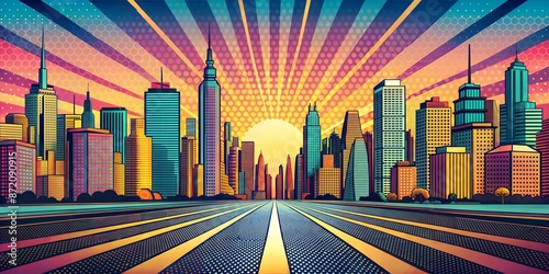 city road landscape retro pop art