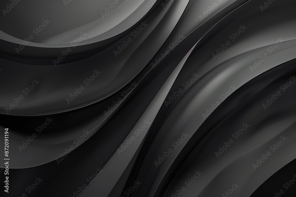 Obraz premium Abstract black background with waves and curved lines
