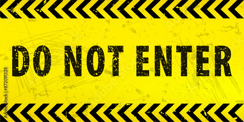 Slogan do not enter, attention background Caution Stop halt allowed area Back. Yellow tape sign Admittance progress security warning zone Danger caution grunge tape. Vector for your design. EPS10. 
