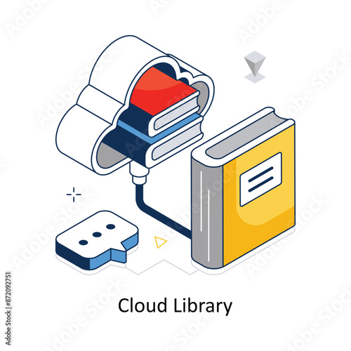 Cloud Library concept vector isometric style stock illustration. EPS file photo