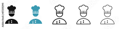 chef vector icon set in black and blue colors