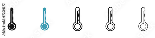 Temperature vector icon set in black and blue colors