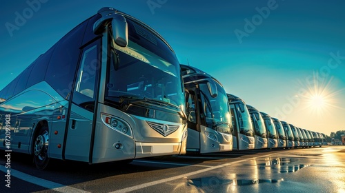 Dynamic Perspective: Low Angle View of Tourist Buses photo