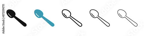 Spoon vector icon set in black and blue colors © Ghori