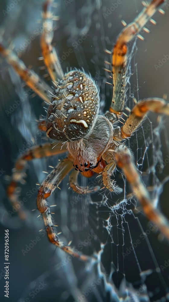 Fototapeta premium A spider is sitting on a web generated by AI