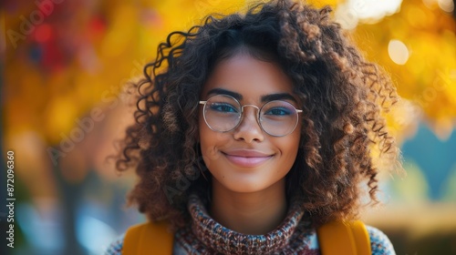 Approachable Student Portrait in Autumn Setting