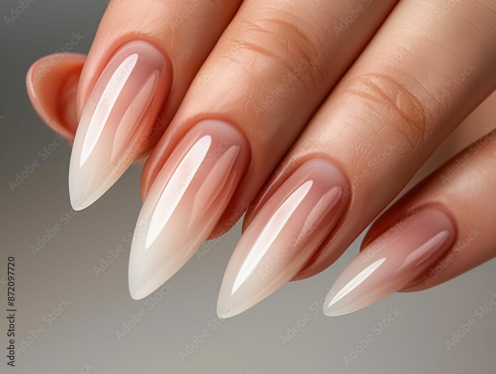 Elegant Gradient Manicured Nails Close-Up. Generative ai. Elegant Gradient Manicured Nails Close-Up. Generative ai.
