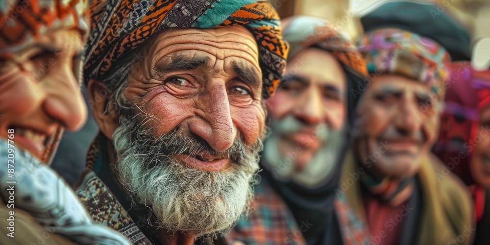 Group of Elderly Men with Traditional Attire. Generative ai. Group of Elderly Men with Traditional Attire. Generative ai.