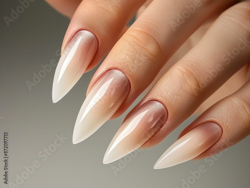 Elegant Gradient Manicured Nails Close-Up. Generative ai.