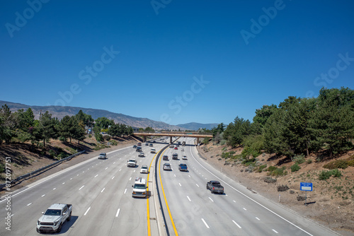 Traffic on Interstate 80 just west of downtown Reno, Nevada