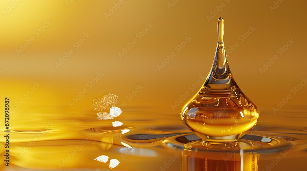 Golden Liquid Drop Reflecting on a Surface