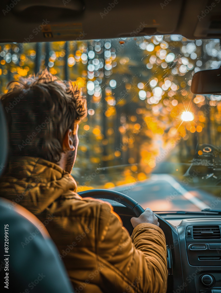 A person driving car in sunny day A person driving car in sunny day
