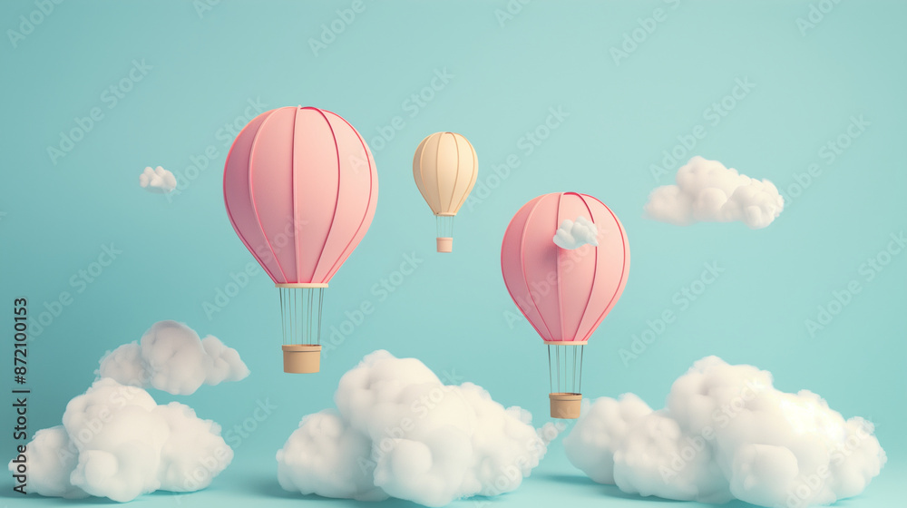 Pink Balloons with cloud, illustration Pink Balloons with cloud, illustration