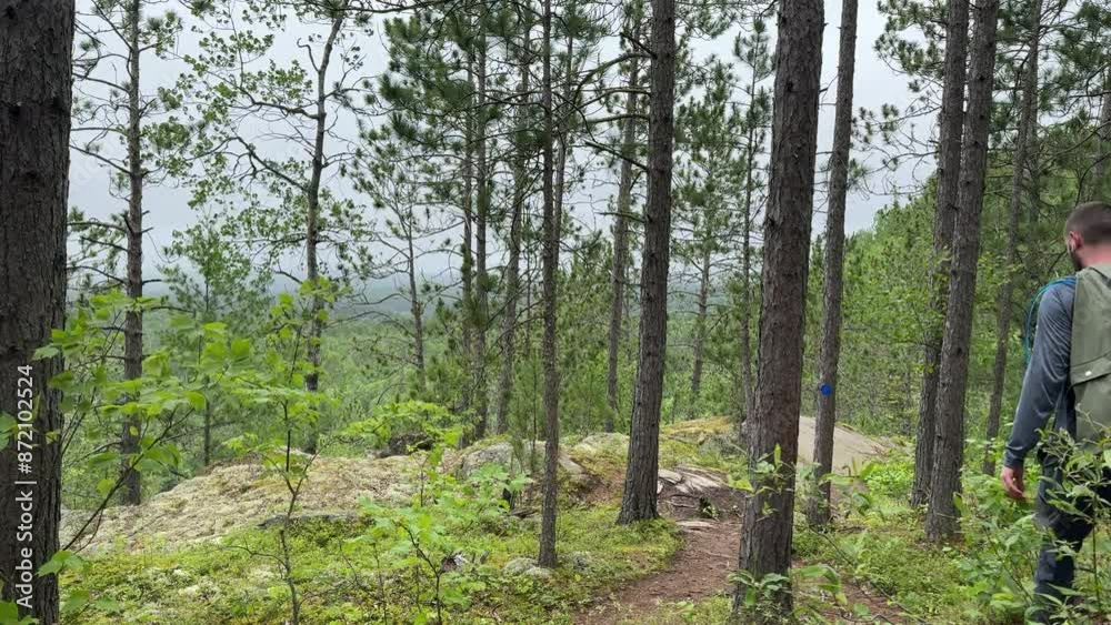 Man Hiking in Algonquin Provincial Park, Ontario, Canada Man Hiking in Algonquin Provincial Park, Ontario, Canada