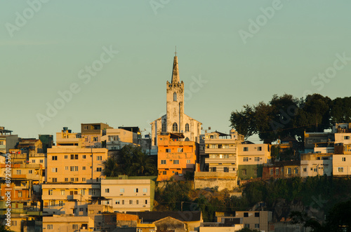 Chruch on the Hill With Houses Around in Rio de Janeiro