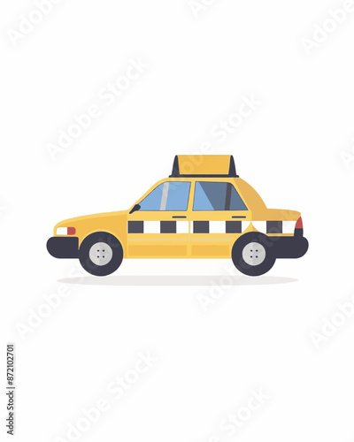Simple flat illustration of a yellow cab for city travel. Transportation illustration design art isolated on a white background