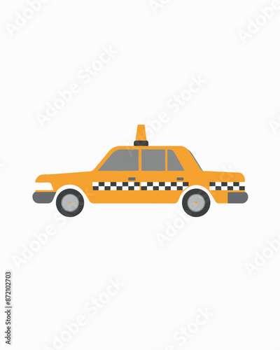 Iconic city yellow cab featuring bold lines and a minimalistic look. Transportation illustration design art isolated on a white background