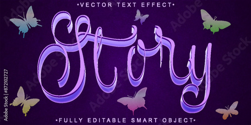 Purple Shiny Story Vector Fully Editable Smart Object Text Effect