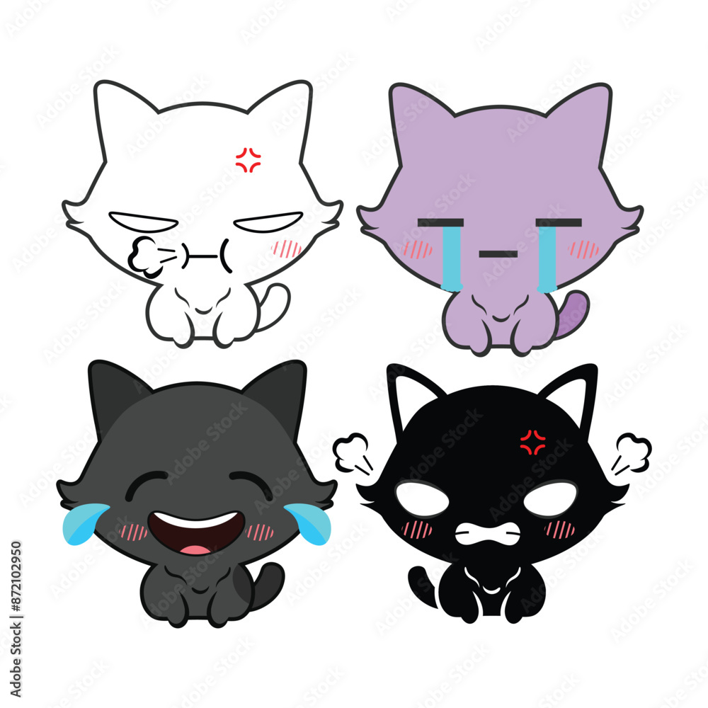 Fototapeta premium Vector set of cute kitty cats. Isolated on white background