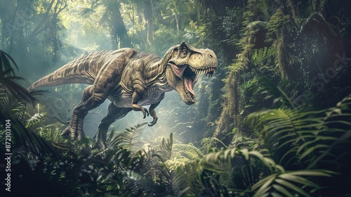 Tyrannosaurus Rex in a Lush Jungle