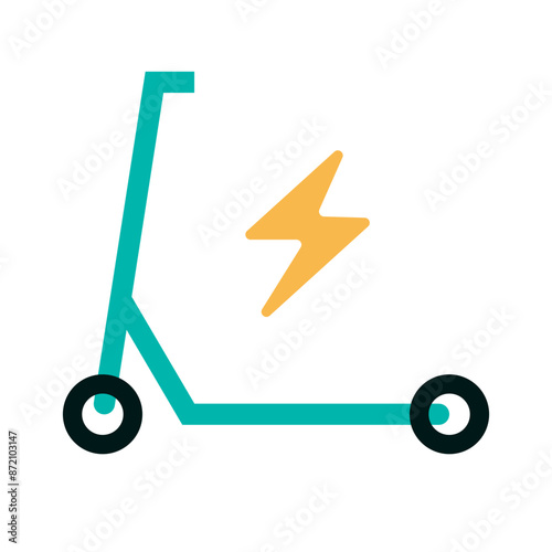 Electric kickboard and electricity icon. Vector.