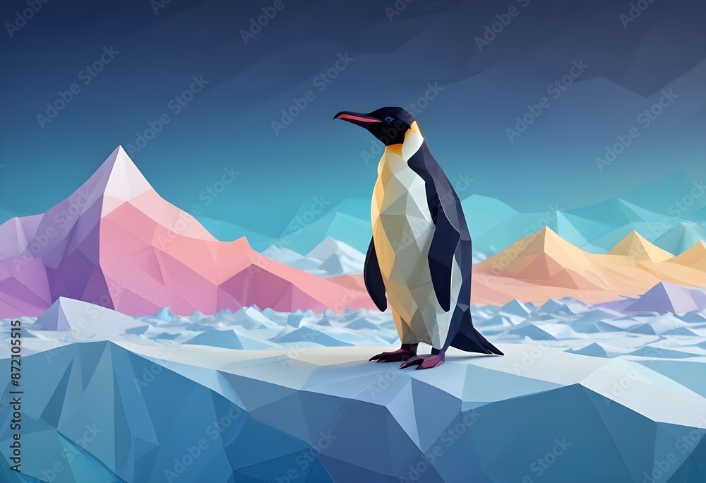 Fototapeta premium penguin ice poly art