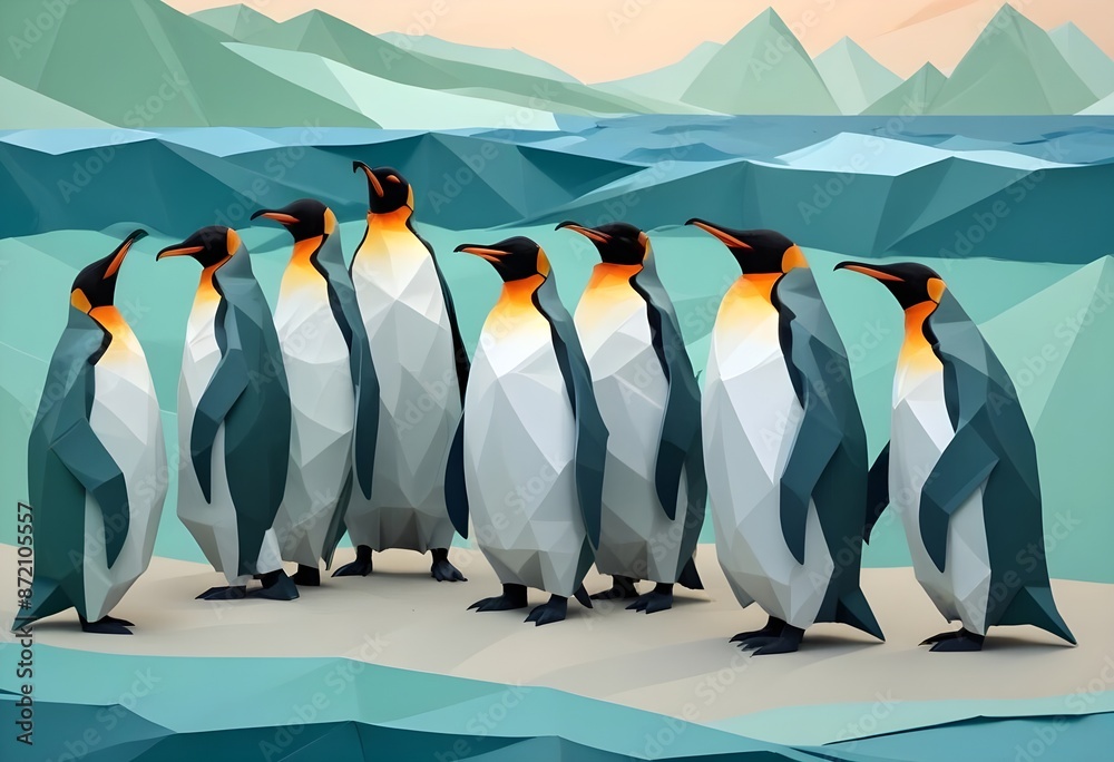 Obraz premium penguin ice poly art