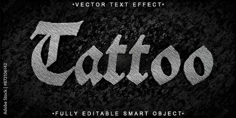Fototapeta premium Gray Worn Vintage Tattoo Western Vector Fully Editable Smart Object Text Effect